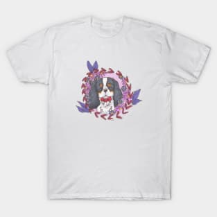 Cavalier King Charles Spaniel - Tri Flower Garland T-Shirt